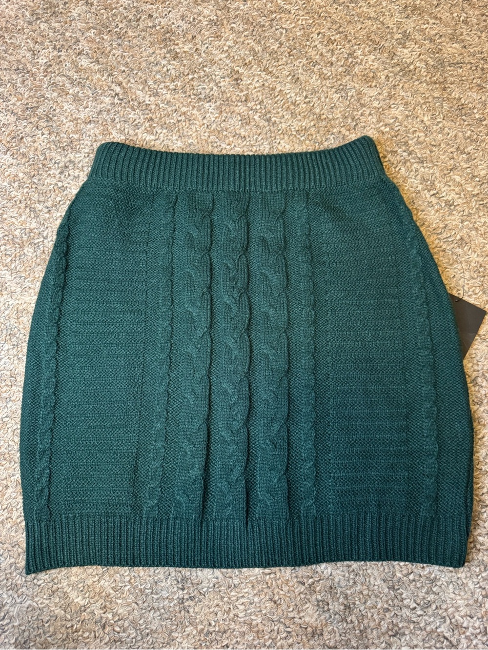 Lulu's Dark Green Cable-Knit Mini Skirt